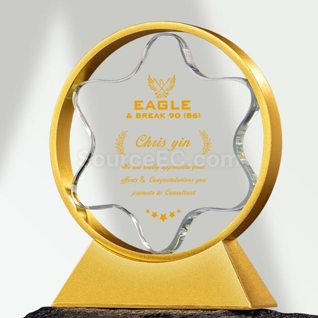 Customization Three-Dimensional Five-Star Metal crystal Trophy Corporate Gifts