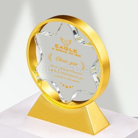 Customization Three-Dimensional Five-Star Metal crystal Trophy Corporate Gifts