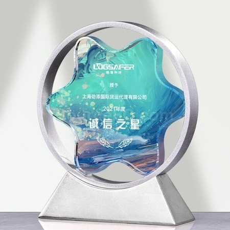 Customization Three-Dimensional Five-Star Metal crystal Trophy Corporate Gifts