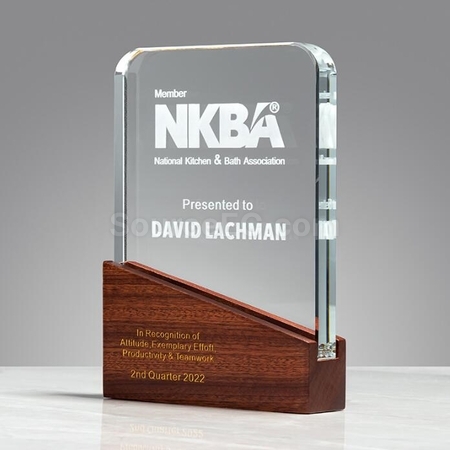 Customization Solid Wood Cube Crystal Trophy Corporate Gifts