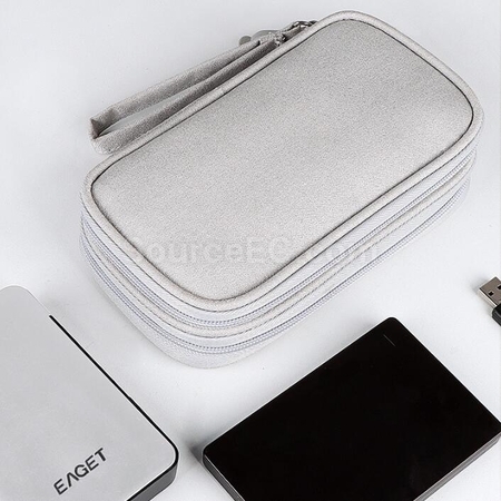 Customization Double-Layer Data Cable Mobile Power Earphone Storage Bag Corporate Gifts