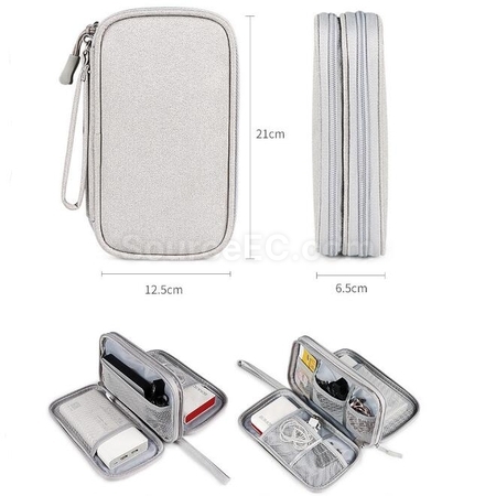 Customization Double-Layer Data Cable Mobile Power Earphone Storage Bag Corporate Gifts