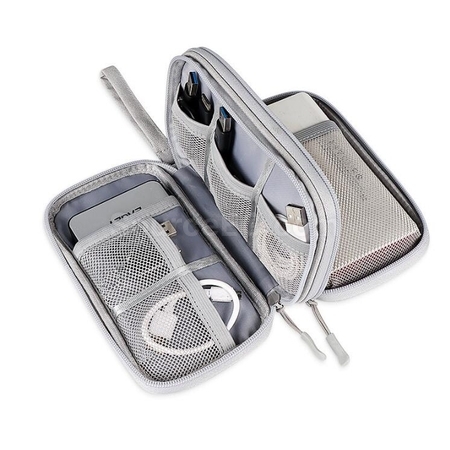 Customization Double-Layer Data Cable Mobile Power Earphone Storage Bag Corporate Gifts