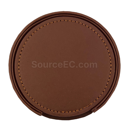 Customization Franklin Leather Coaster Set of 6 Corporate Gifts