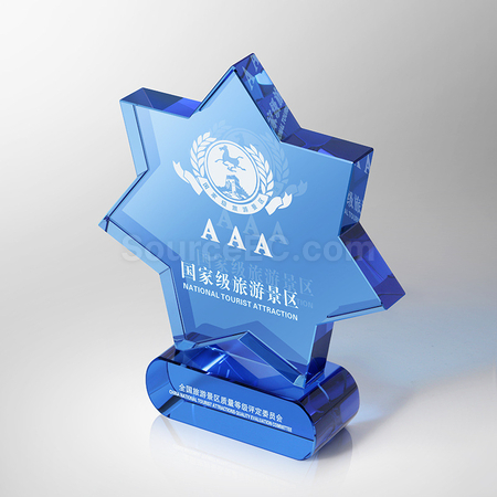 Customization Creative Seven-pointed Star Blue Crystal Trophy Corporate Gifts