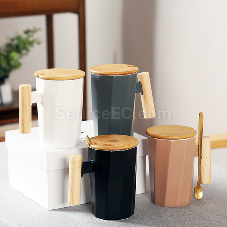 Customization Wooden Handle Ceramic Mug Corporate Gifts