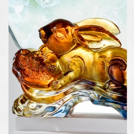 Customization Liuli Ruyi Rabbit Commemorative Trophy Corporate Gifts