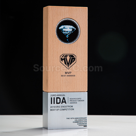 Customization Glass Crystal Solid Wood Trophy Corporate Gifts