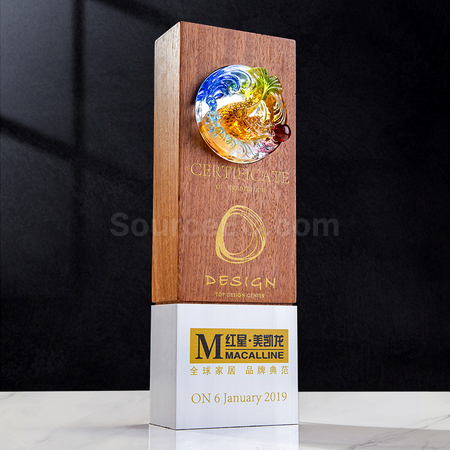 Customization Glass Crystal Solid Wood Trophy Corporate Gifts