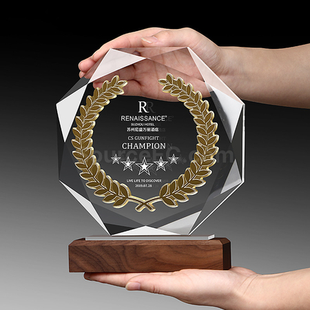 Customization Octagonal Creative Wheat Ear Crystal Trophy Corporate Gifts