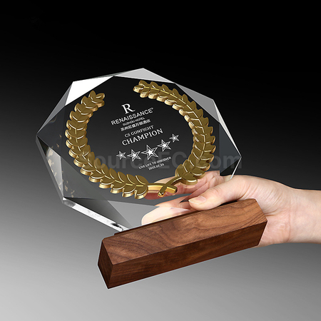 Customization Octagonal Creative Wheat Ear Crystal Trophy Corporate Gifts