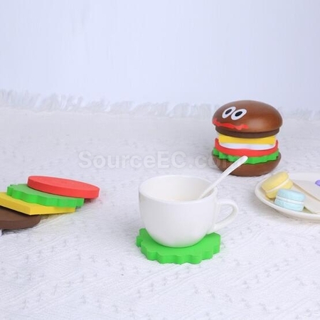 Customization Wooden Hamburger Coaster Corporate Gifts