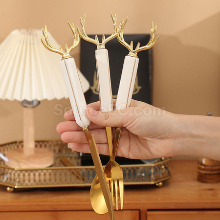 Customization Christmas Antler Stainless Steel Tableware Corporate Gifts