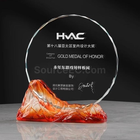Customization Feng Shan Shui Rise Glazed Crystal Trophy Corporate Gifts