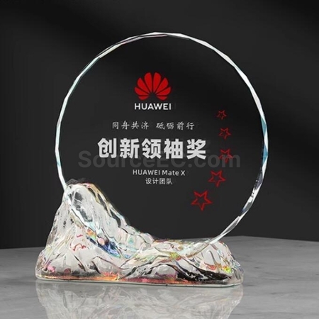 Customization Feng Shan Shui Rise Glazed Crystal Trophy Corporate Gifts