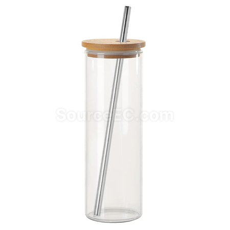Customization 16OZ Drinking Glasses with Bamboo Lids and Stainless Steel Straw Corporate Gifts
