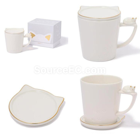 Customization Kitty Mug with Lid Corporate Gifts