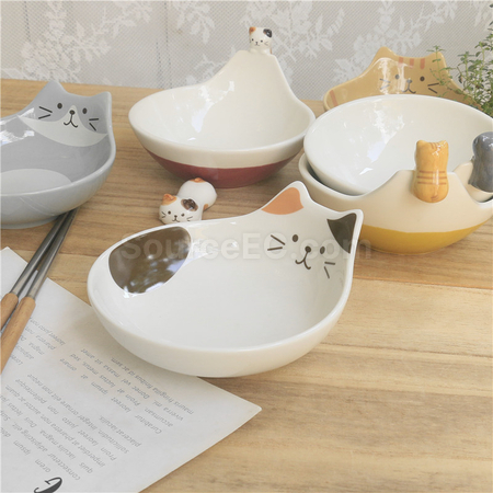 Customization Ceramic Cat Shaped Salad Bowl Corporate Gifts