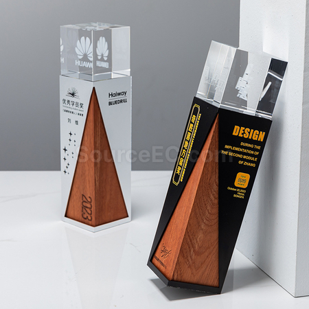 Customization Solid Wood Crystal Trophy Corporate Gifts