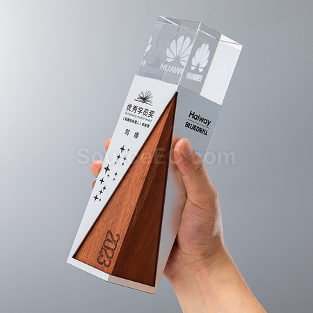 Customization Solid Wood Crystal Trophy Corporate Gifts