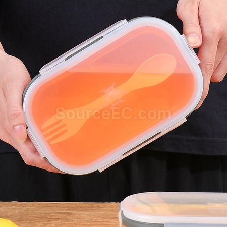Customization Environmentally Friendly Silicone Folding Lunch Box(With Tableware) Corporate Gifts