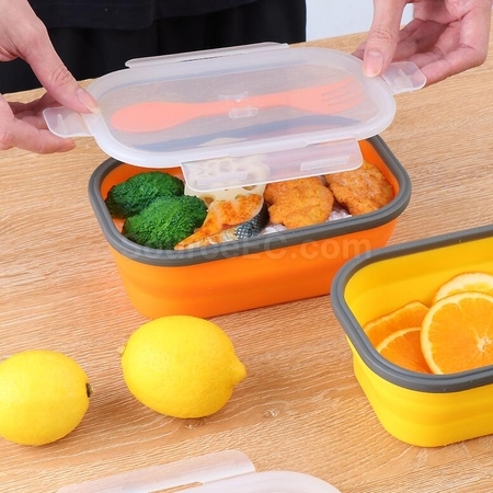 Customization Environmentally Friendly Silicone Folding Lunch Box(With Tableware) Corporate Gifts
