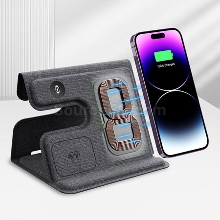 Customization Folding Wireless Charging Leather Phone Holder Corporate Gifts