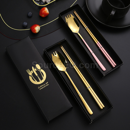 Customization 2-In-1 Spoon, Fork And Chopsticks Tableware Corporate Gifts