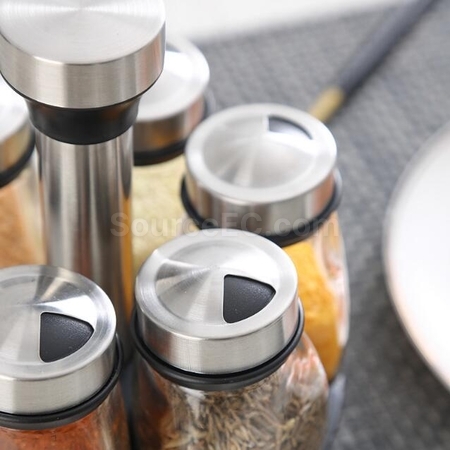 Customization Seven-Piece Kitchen Spice Jar Set With Rotating Base Corporate Gifts