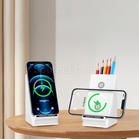 Customization 15W Wireless Charger With Pen Holder Corporate Gifts