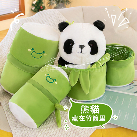 Customization Panda Hugging Bamboo Doll Corporate Gifts