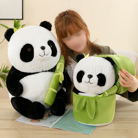 Customization Panda Hugging Bamboo Doll Corporate Gifts