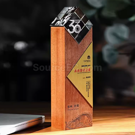 Customization Solid Wood Crystal Trophy Corporate Gifts