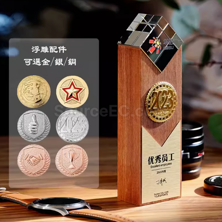 Customization Solid Wood Crystal Trophy Corporate Gifts