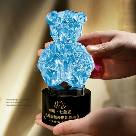Customization Color-plated Bear Crystal Trophy Corporate Gifts