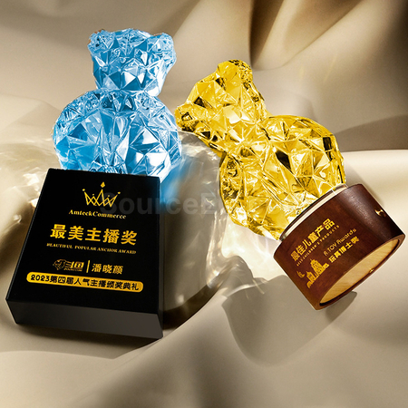 Customization Color-plated Bear Crystal Trophy Corporate Gifts