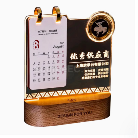 Customization Creative luminous night light table calendar trophy Corporate Gifts