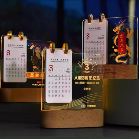 Customization Creative luminous night light table calendar trophy Corporate Gifts