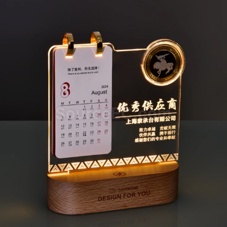 Customization Creative luminous night light table calendar trophy Corporate Gifts