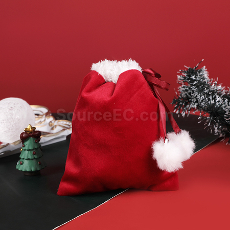 Customization Christmas Velvet Drawstring Gift Bag Corporate Gifts