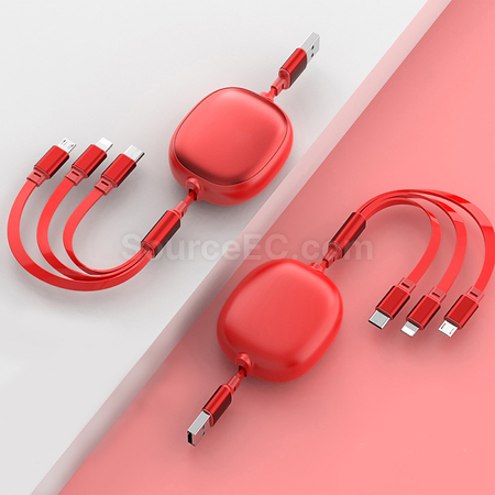 Customization 3 in 1 Retractable Quick Charge Data Line Corporate Gifts