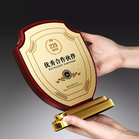 Customization Solid Wood Shield Medal Corporate Gifts