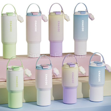 Stainless steel insulated cup with straw