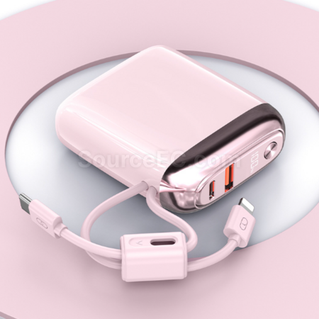 Customization Mini power bank with built-in fast charging cable Corporate Gifts