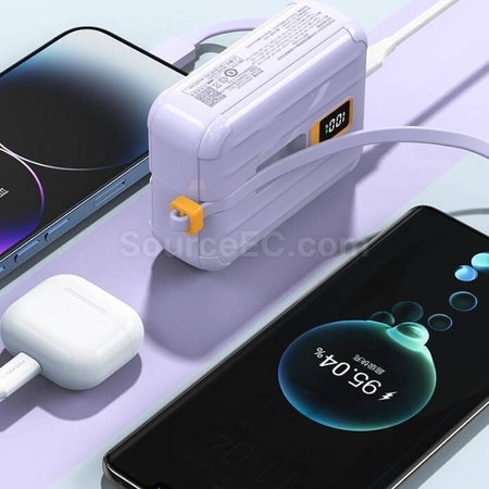 Customization Mini Portable Power Bank With Built-In Cable Corporate Gifts