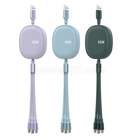 Customization 66W 3-in-1 Retractable Charging Cable Corporate Gifts