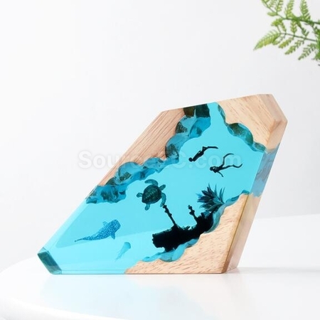 Customization Solid Wood Resin Night Light Art Ornaments Corporate Gifts