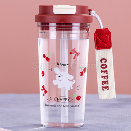 Customization Portable Sports Double Drinking Straw Cup Corporate Gifts