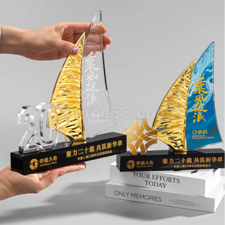 Customization Creative Sailboat Crystal Trophy Corporate Gifts