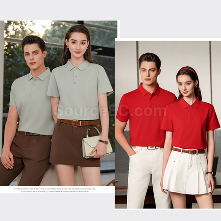 Customization Jacquard Cotton Seamless Solid Color Polo Shirt Corporate Gifts